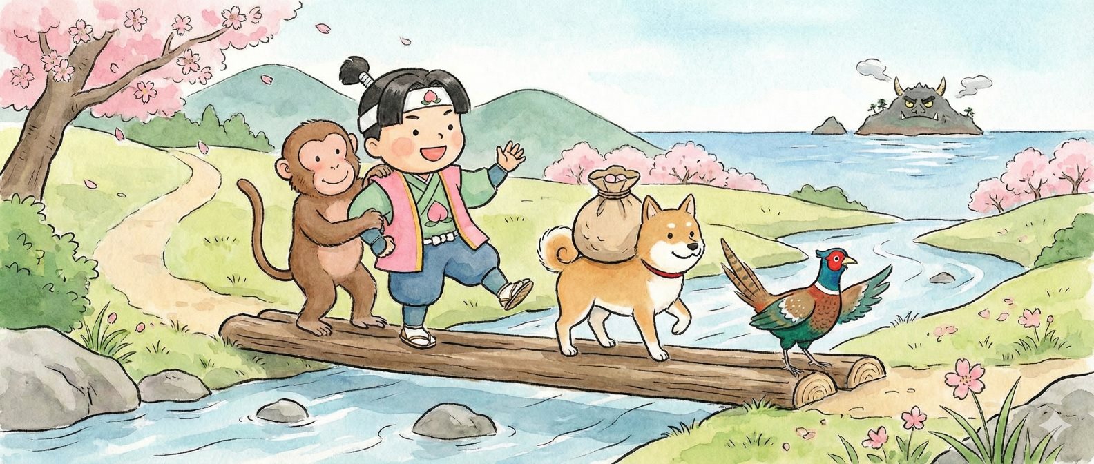 Momotarou with his supportive friends