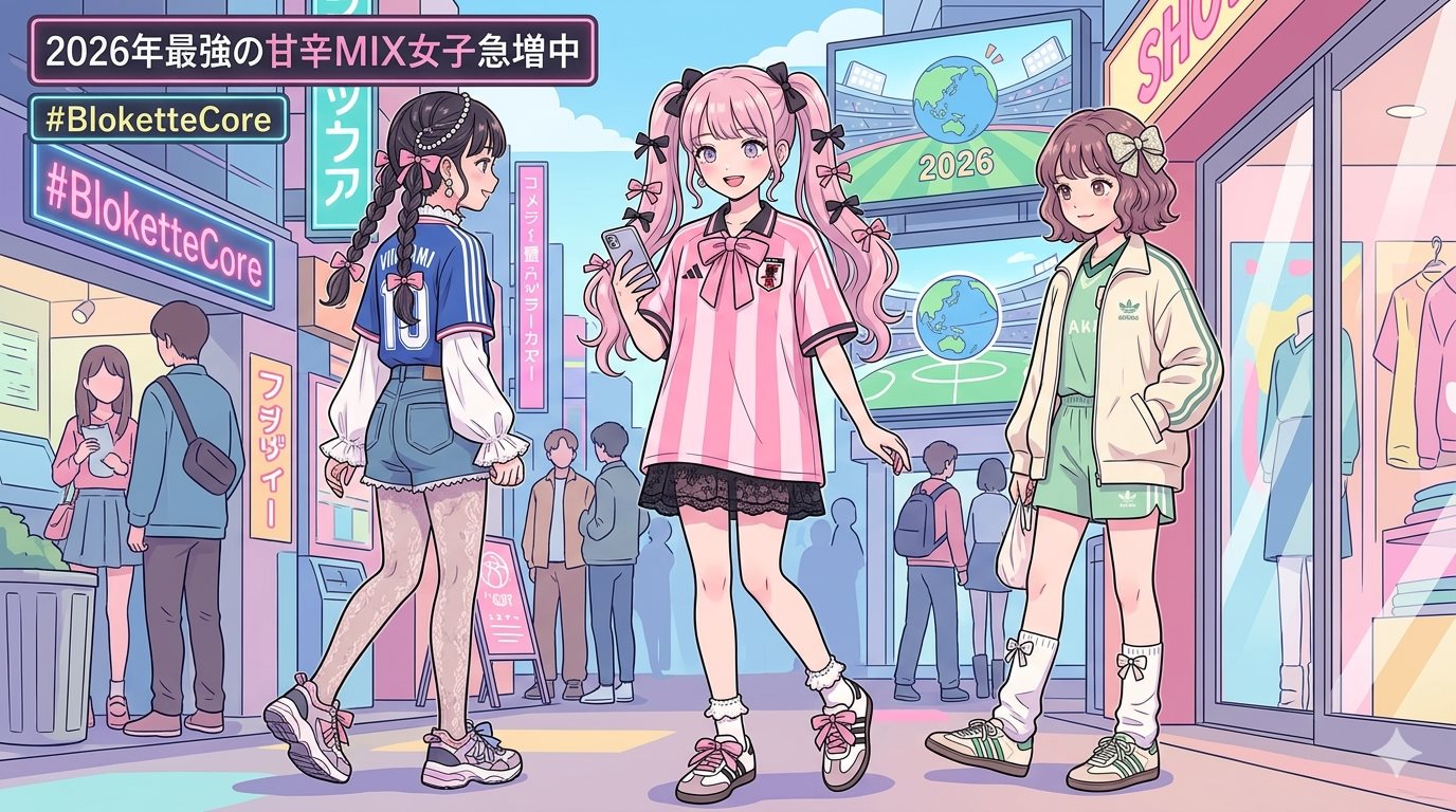 画像：「リボン×サッカーユニ」が街を席巻？2026年最強の甘辛MIX女子が急増中