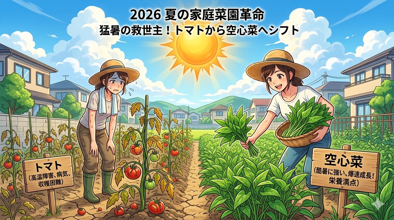 画像：猛暑の救世主！2026年夏の家庭菜園は「トマト」から「空心菜」へ？