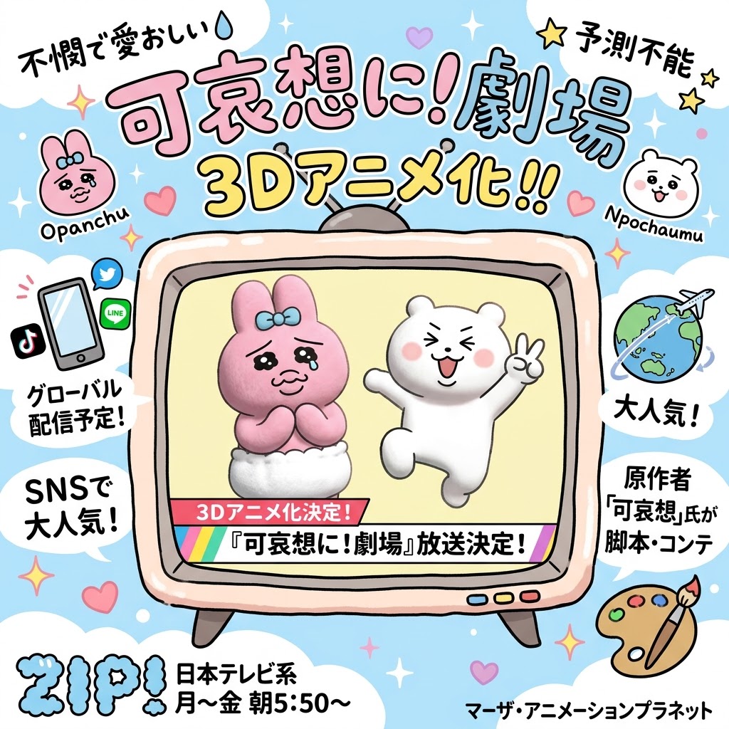 画像：『おぱんちゅうさぎ』＆『んぽちゃむ』が待望の3Dアニメ化！『可哀想に！劇場』がZIP！で放送決定