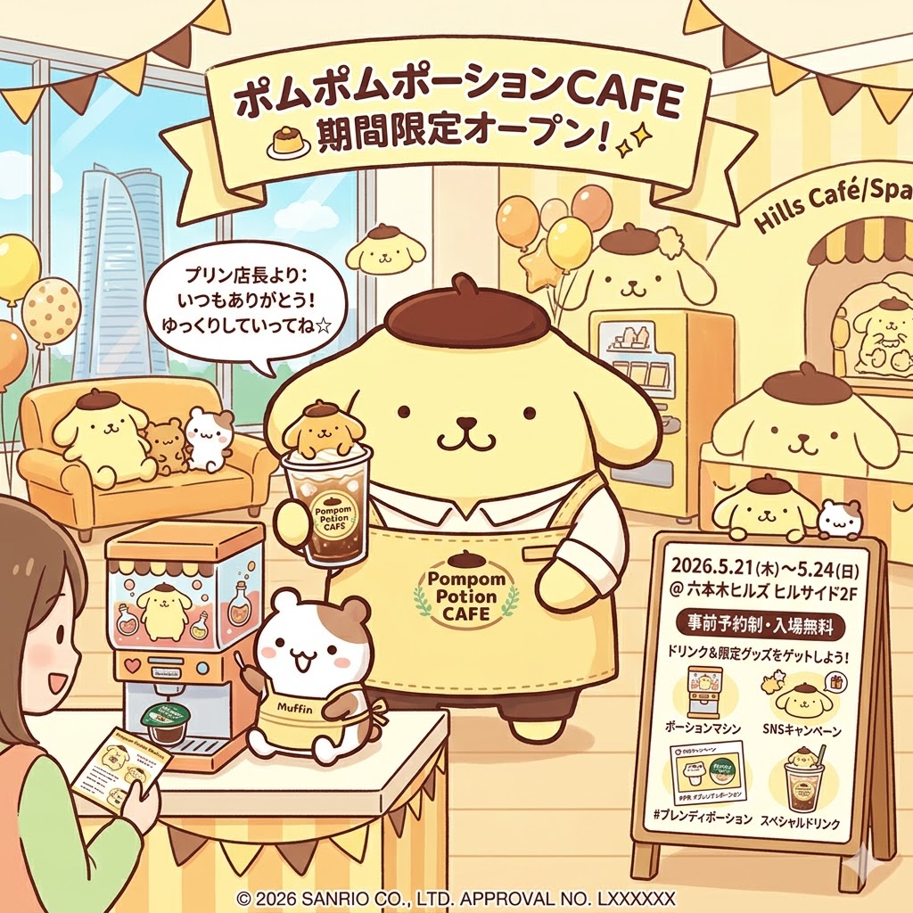 画像：ポムポムプリンがカフェ店長に！六本木で「ポムポムポーションCAFE」が期間限定オープン