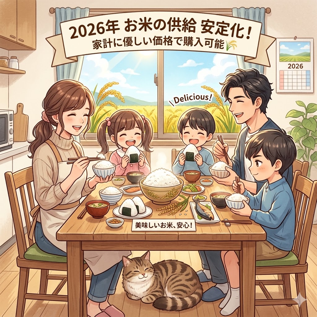 画像：お米の供給が「安定化」へ！2026年は家計に優しい価格で購入できる見通し🌾