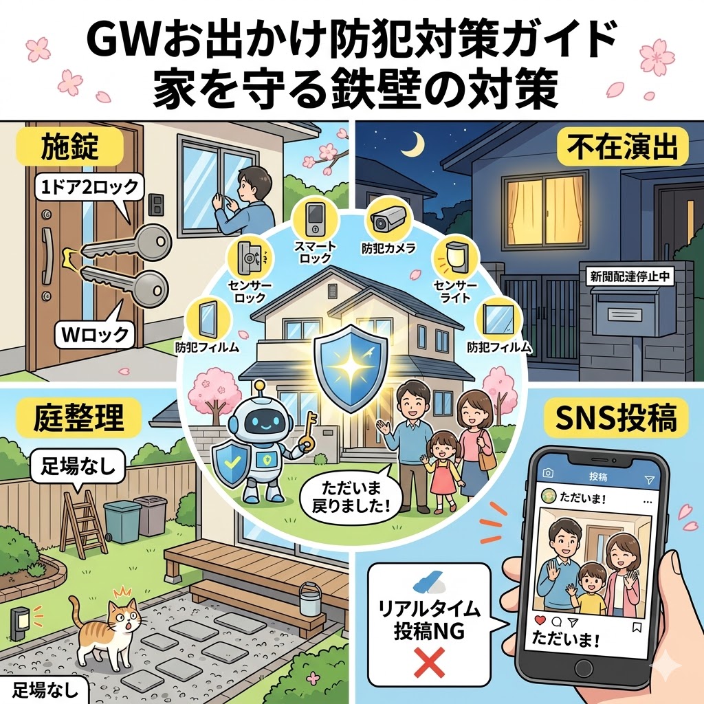 画像：GWのお出かけ前に必見！空き巣・窃盗から家を守る鉄壁の防犯対策ガイド