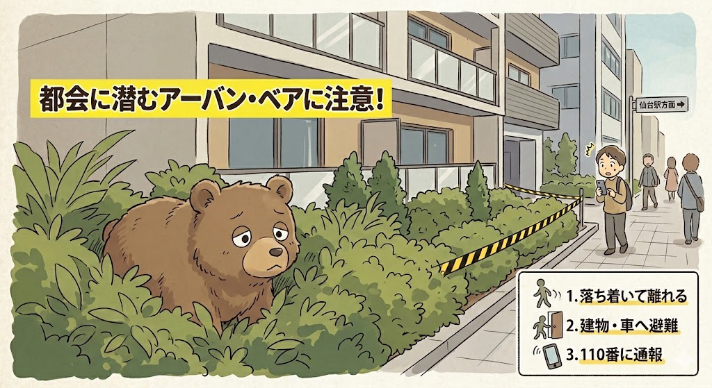 画像：仙台市街地にクマ出現！マンションの茂みに14時間…都会に潜む「アーバン・ベア」の脅威と対策