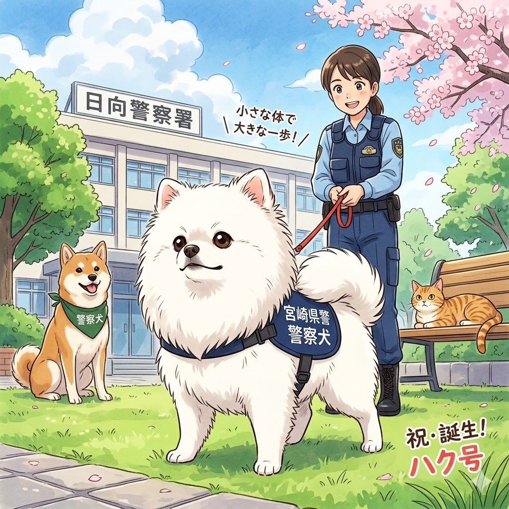 画像:宮崎県初のポメラニアン警察犬ハク号が誕生!1年目で一発合格した実力と愛らしい挑戦にエール