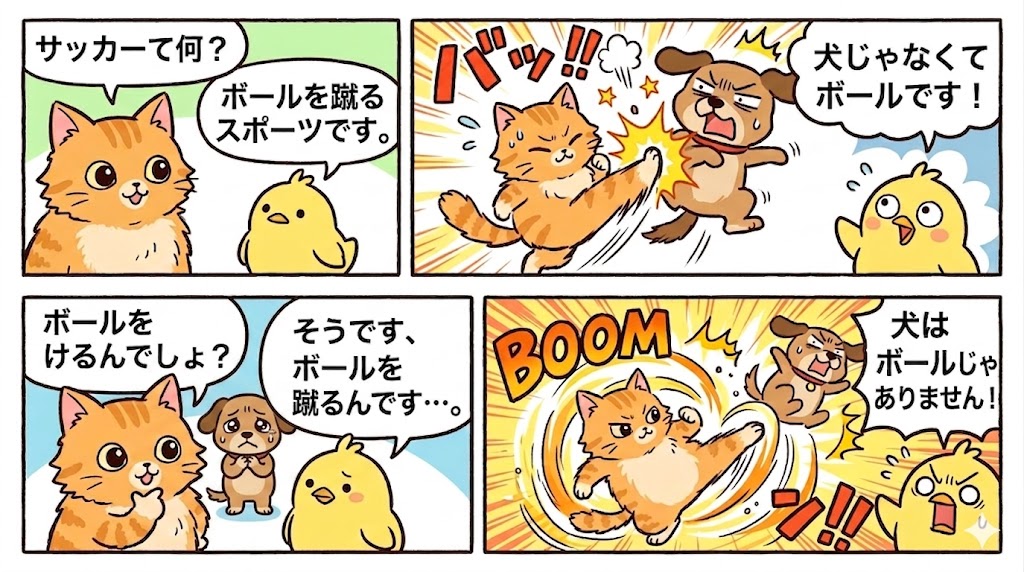 画像:四コマ漫画:犬はボール?