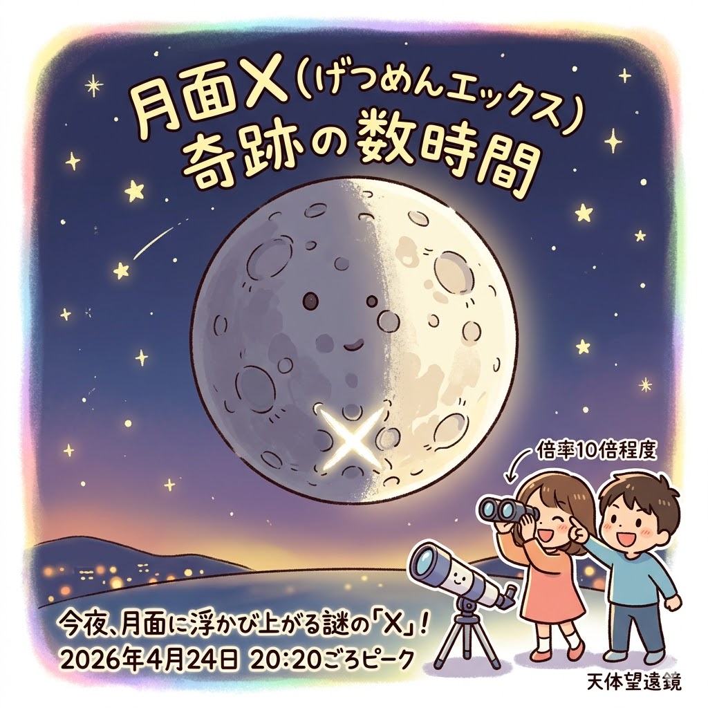 画像：今夜、月面に浮かび上がる謎の「X」！4月24日に現れる数時間だけの奇跡『月面X』を観測しよう