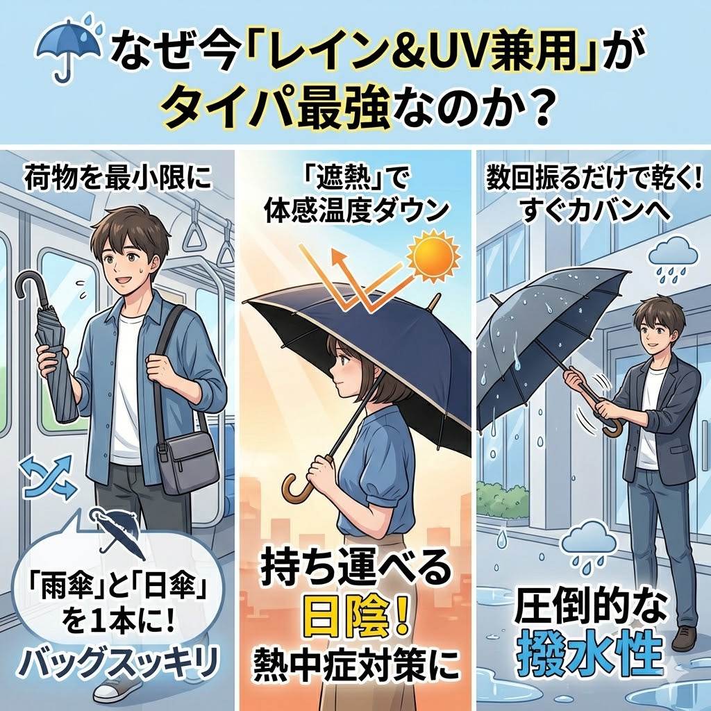 画像：ゲリラ豪雨と猛暑に1本で対応。梅雨入り目前、「レイン＆UV兼用」日傘で異常気象を乗り切ろう