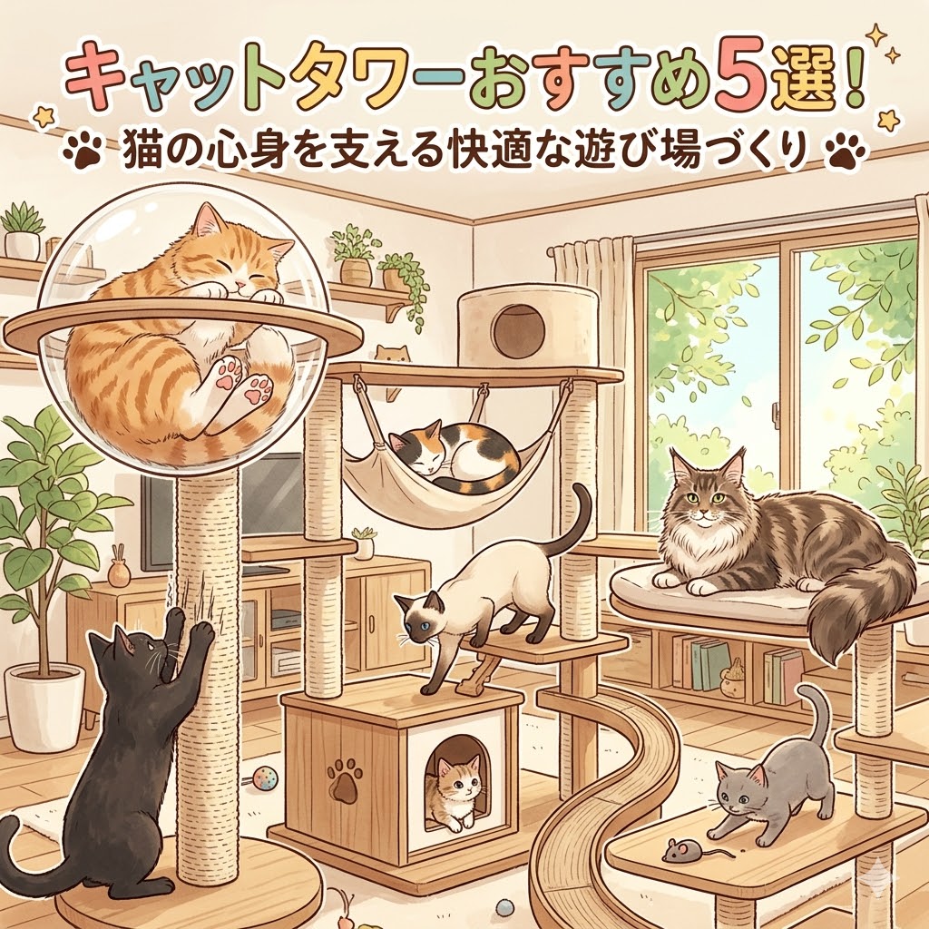 画像：キャットタワーおすすめ4選！猫の心身を支える快適な遊び場づくり