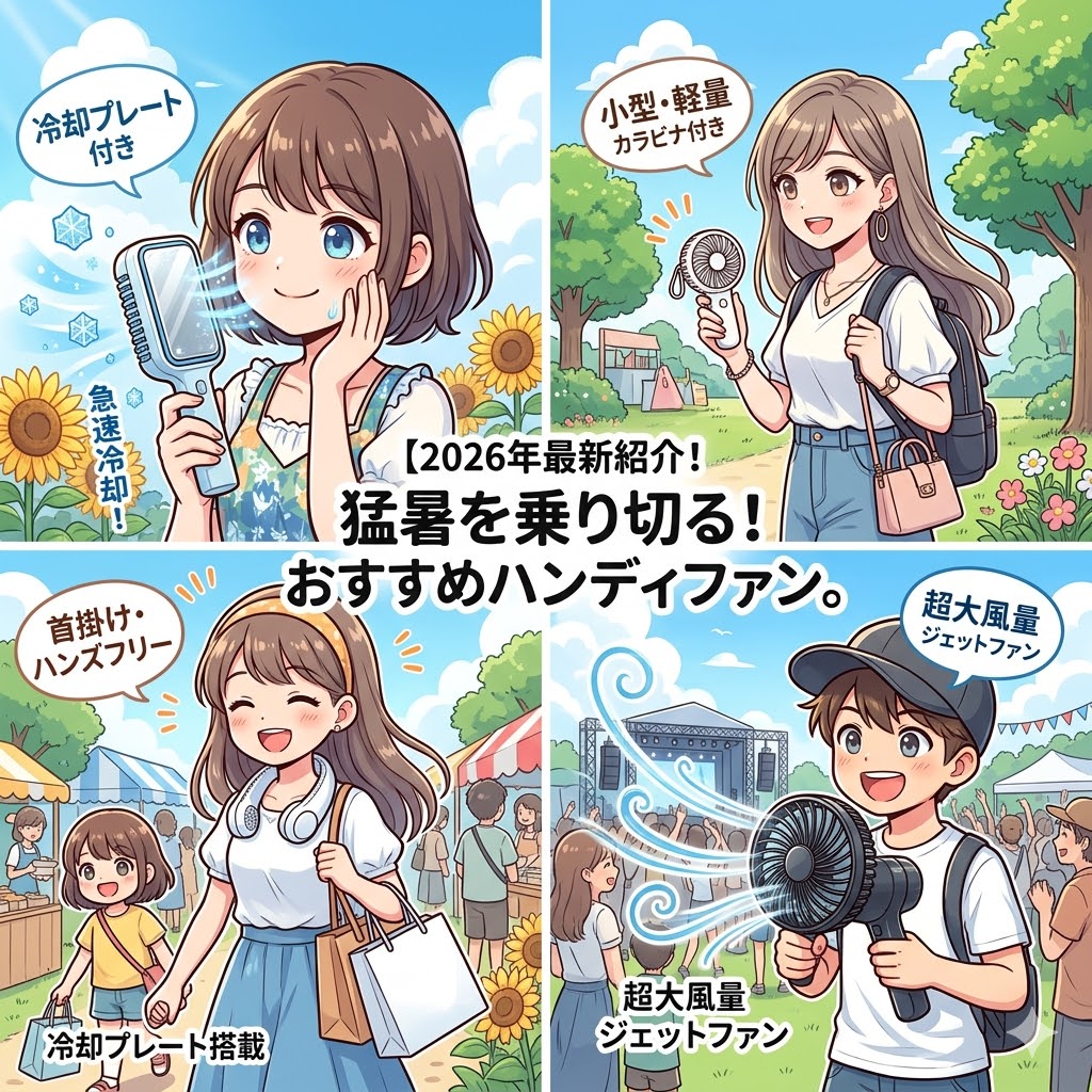 画像：【2026年最新】ハンディファンのおすすめタイプ別紹介！猛暑を乗り切る便利アイテム